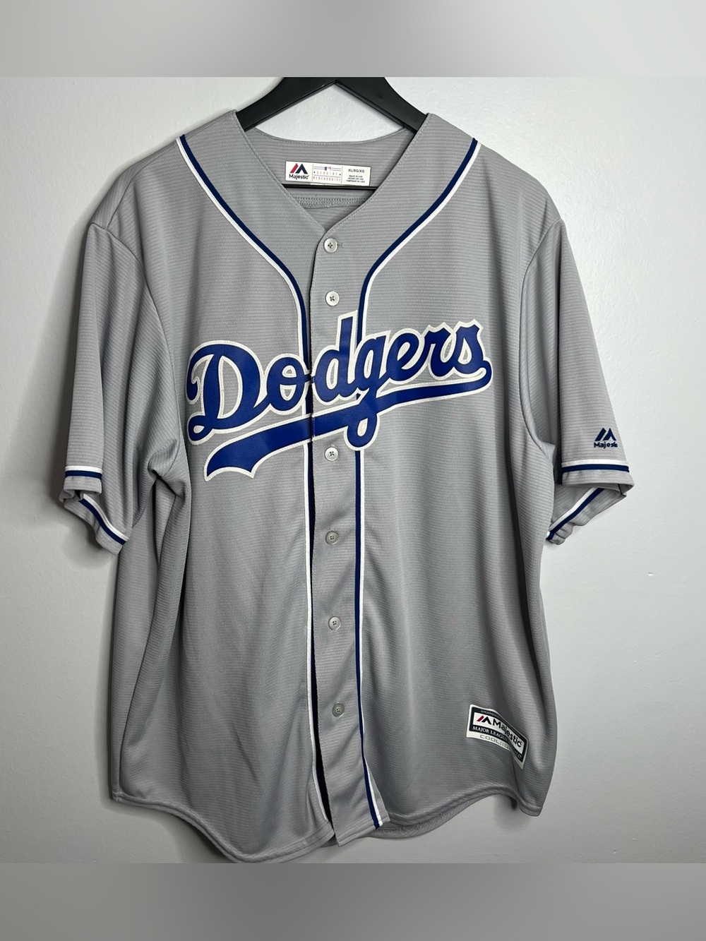 Los Angeles Dodgers Baseball Jersey Mens XL Grey Majestic MLB